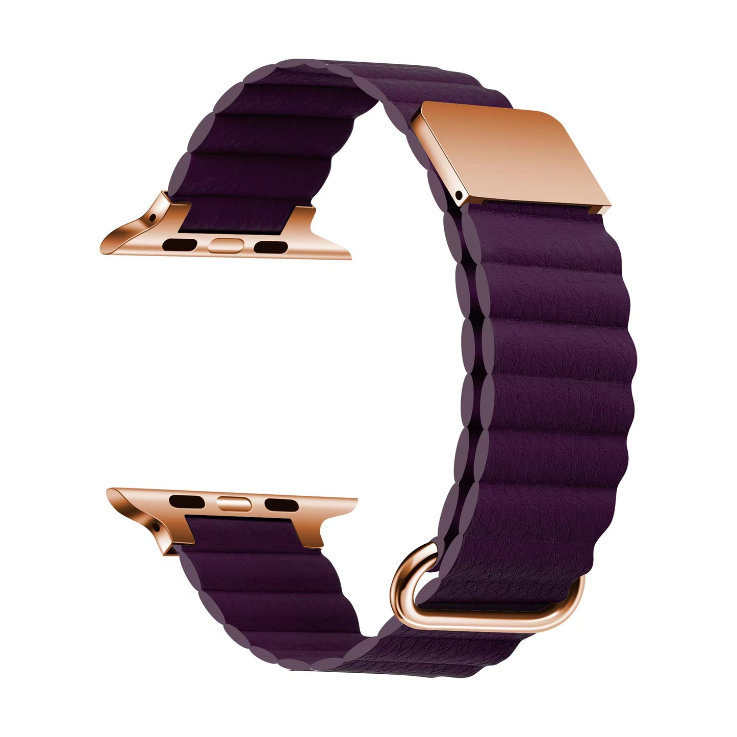 Apple Watch 44mm KRD-78 PU Deri Kordon Strap Kayış Mürdüm