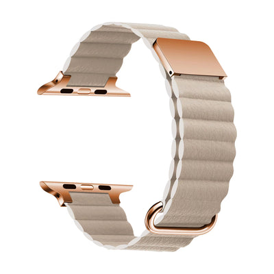 Apple Watch 44mm KRD-78 PU Deri Kordon Strap Kayış Krem