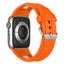 Apple Watch 44mm Zore KRD-117 Hava Alabilen Delikli Metal Süslemeli Desenli Silikon Kordon Titanyum-Siyah