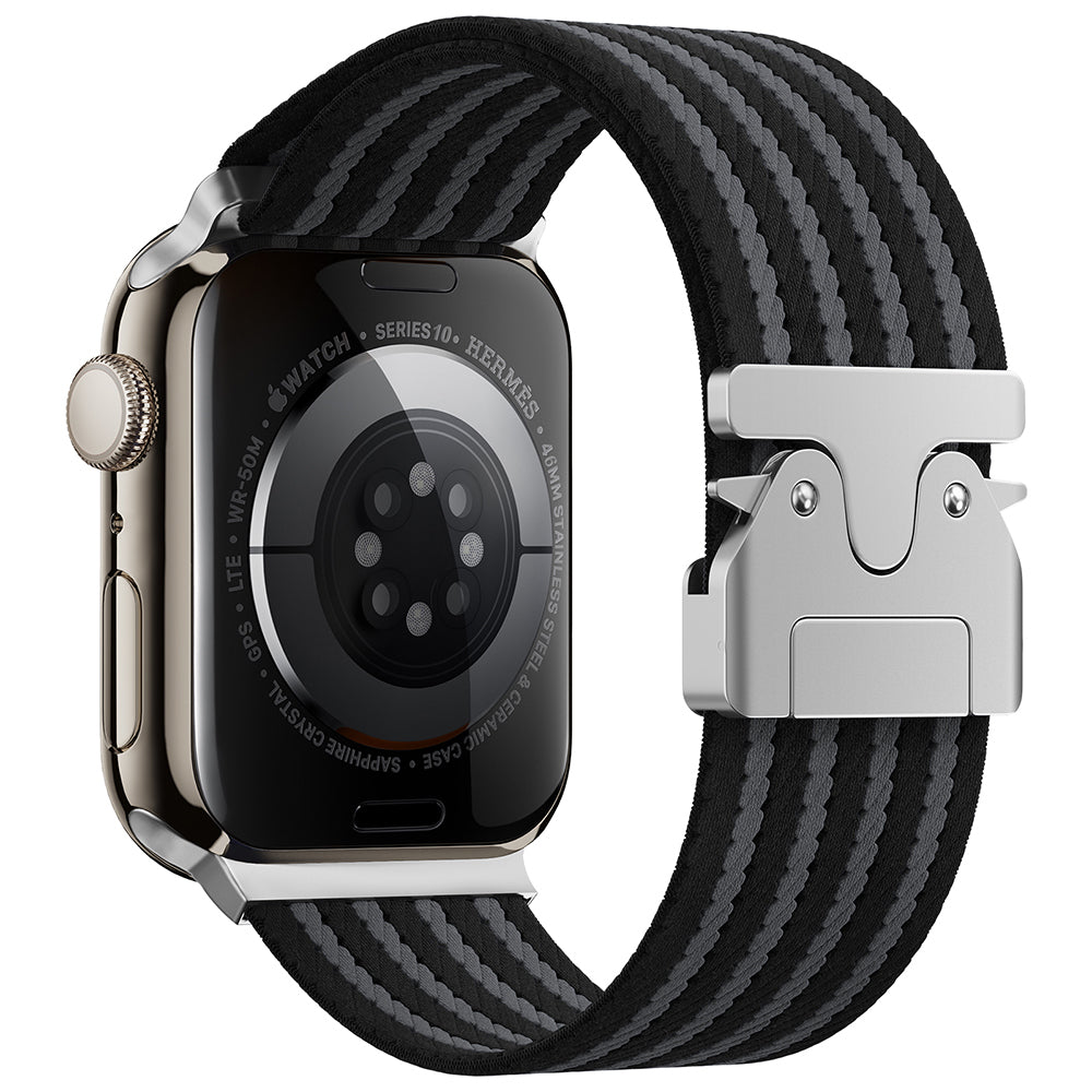 Apple Watch 44mm Zore KRD-133 Naylon Kumaş Hasır Örgülü Kordon Gri