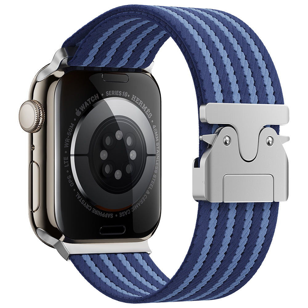 Apple Watch 44mm Zore KRD-133 Naylon Kumaş Hasır Örgülü Kordon Mavi