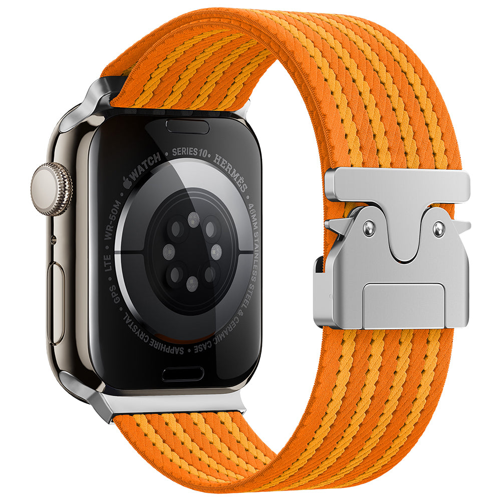 Apple Watch 44mm Zore KRD-133 Naylon Kumaş Hasır Örgülü Kordon Turuncu