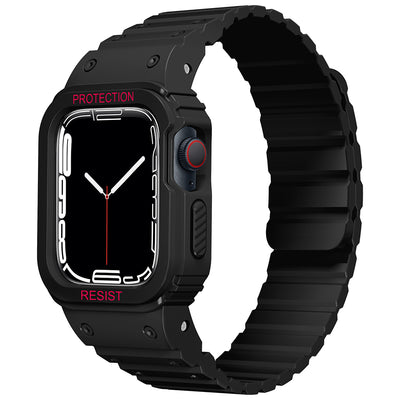 Apple Watch 44mm Zore KRD-142 Airbag Tasarımlı Kasa Koruyuculu Silikon Kordon Siyah