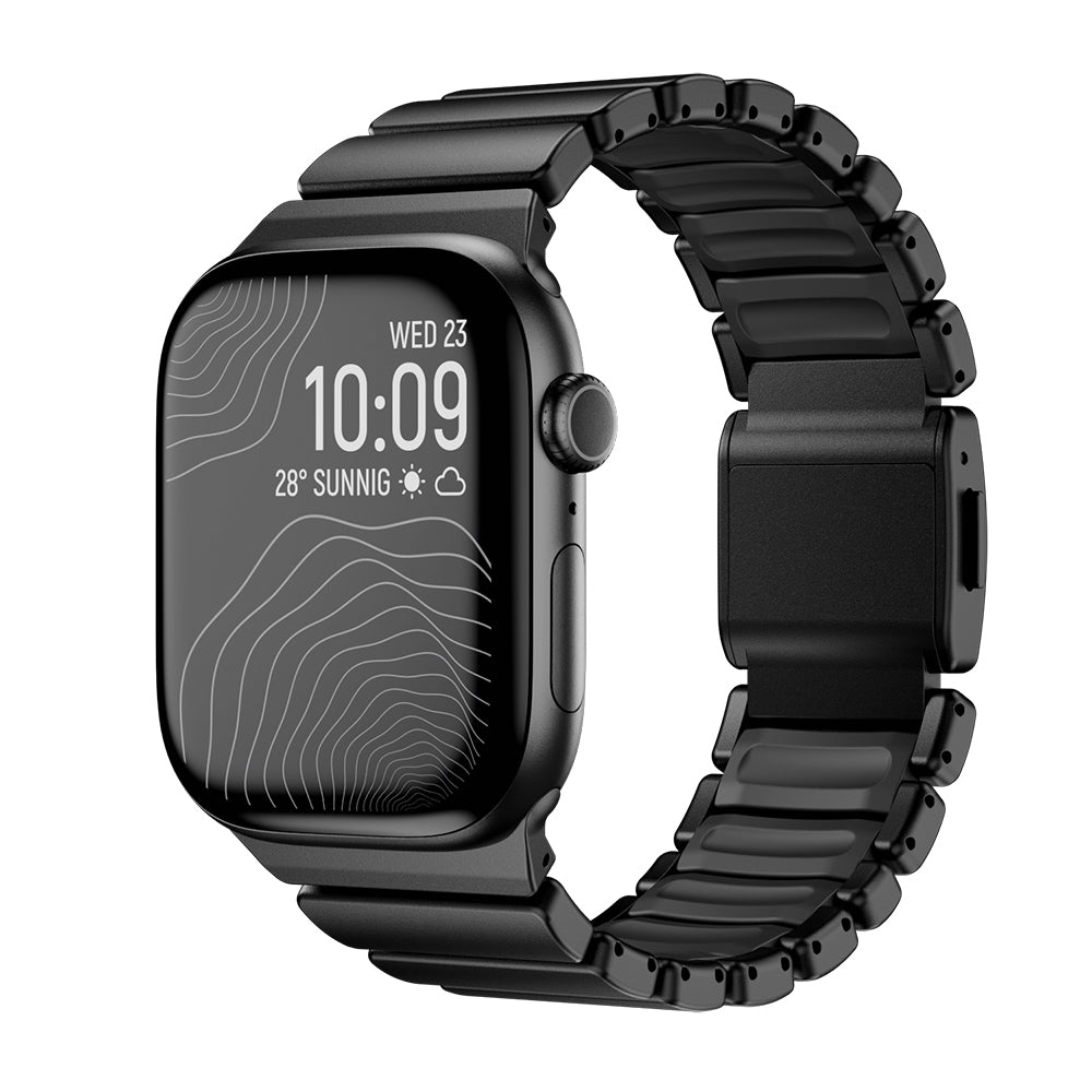 Apple Watch 44mm Zore KRD-149 Titanyum Silikon Kordon Siyah
