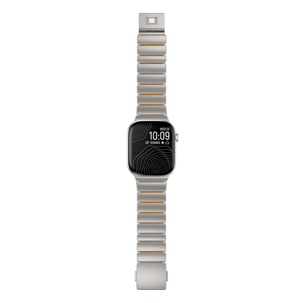 Apple Watch 44mm Zore KRD-152 Titanyum Silikon Kordon Siyah-Turuncu