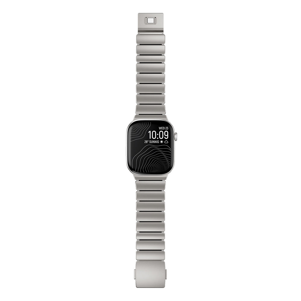 Apple Watch 44mm Zore KRD-152 Titanyum Silikon Kordon Gri-Turuncu
