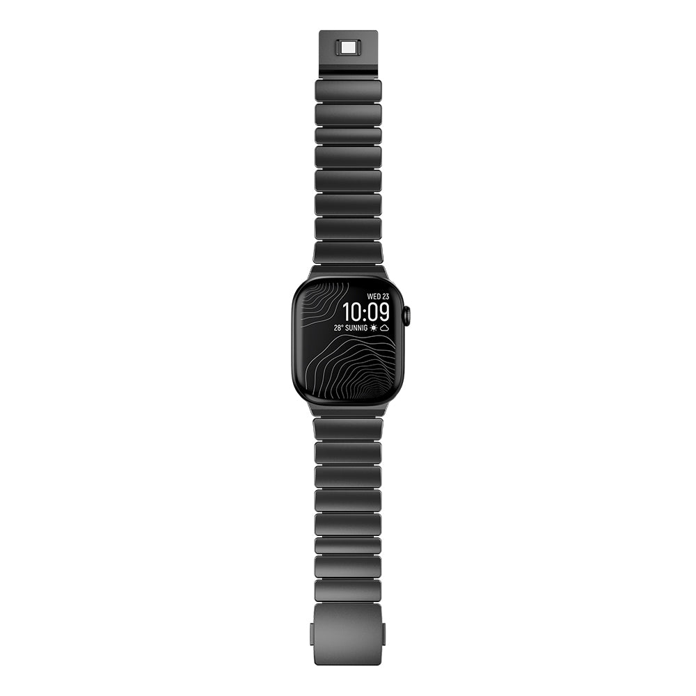 Apple Watch 44mm Zore KRD-152 Titanyum Silikon Kordon Siyah-Turuncu