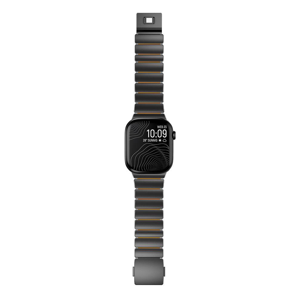 Apple Watch 44mm Zore KRD-152 Titanyum Silikon Kordon Gri-Turuncu