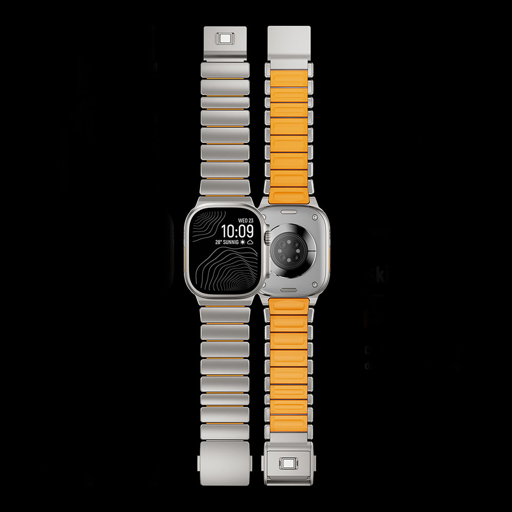 Apple Watch 44mm Zore KRD-152 Titanyum Silikon Kordon Siyah-Yeşil