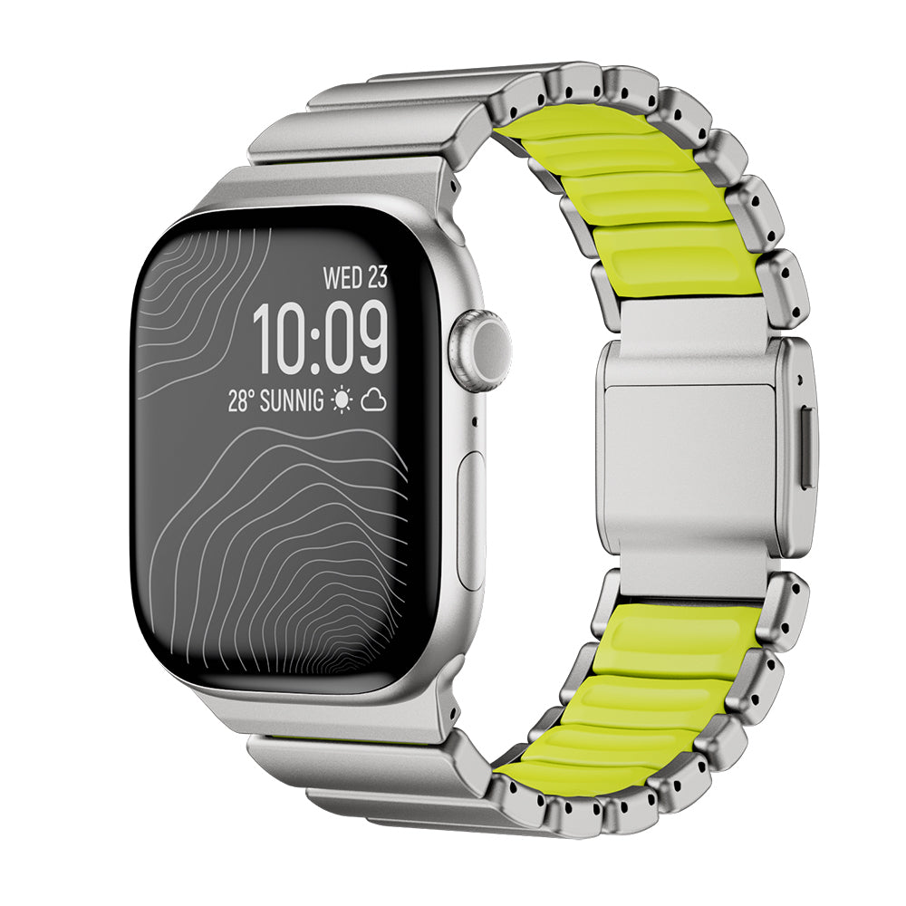 Apple Watch 44mm Zore KRD-152 Titanyum Silikon Kordon Gri-Yeşil