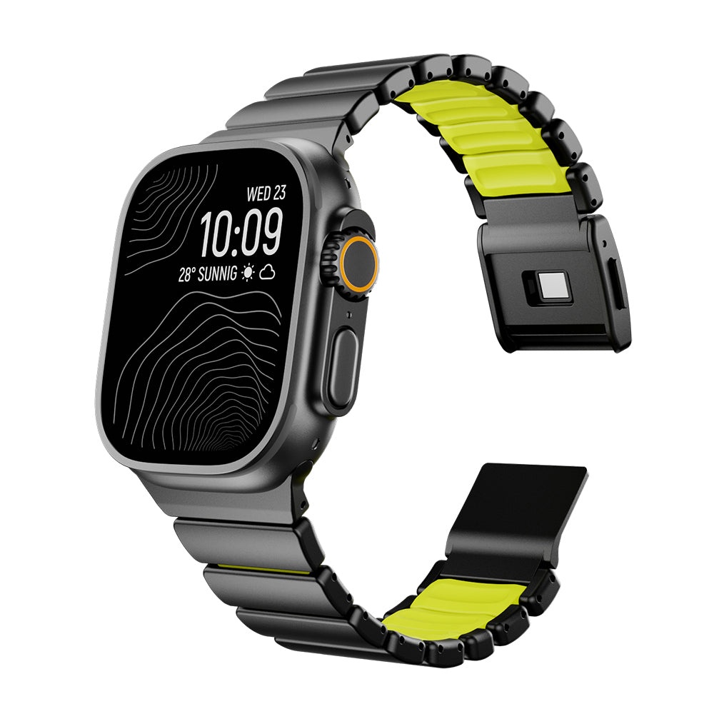 Apple Watch 44mm Zore KRD-152 Titanyum Silikon Kordon Gri-Yeşil