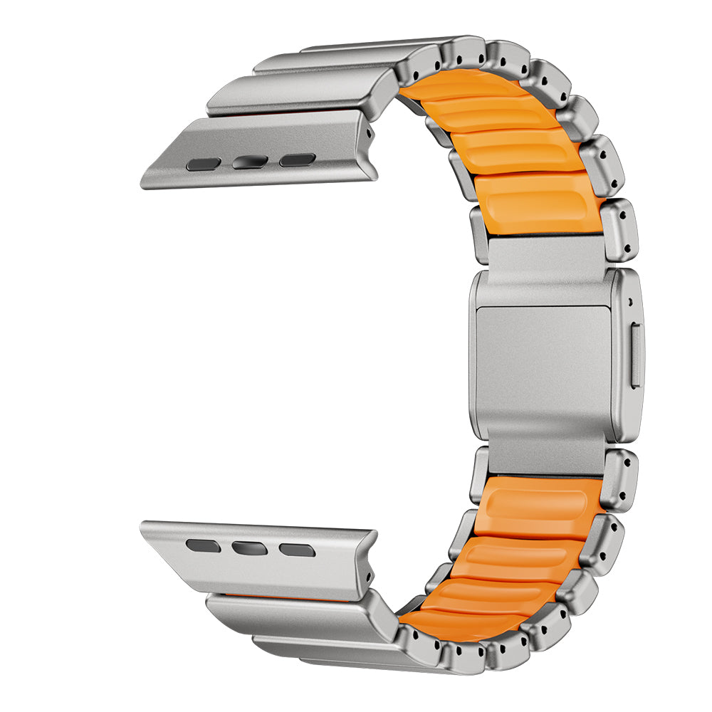 Apple Watch 44mm Zore KRD-152 Titanyum Silikon Kordon Siyah-Yeşil