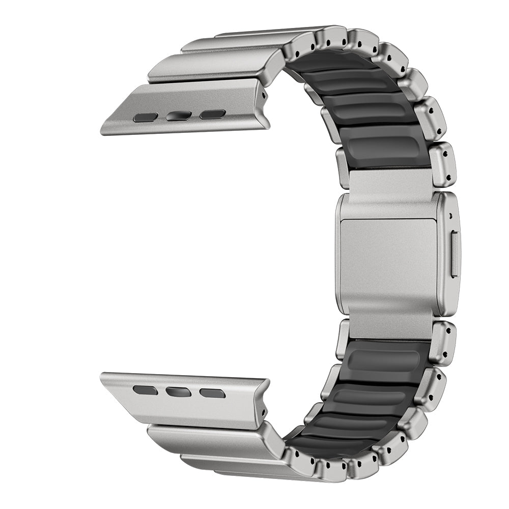 Apple Watch 44mm Zore KRD-152 Titanyum Silikon Kordon Siyah-Yeşil