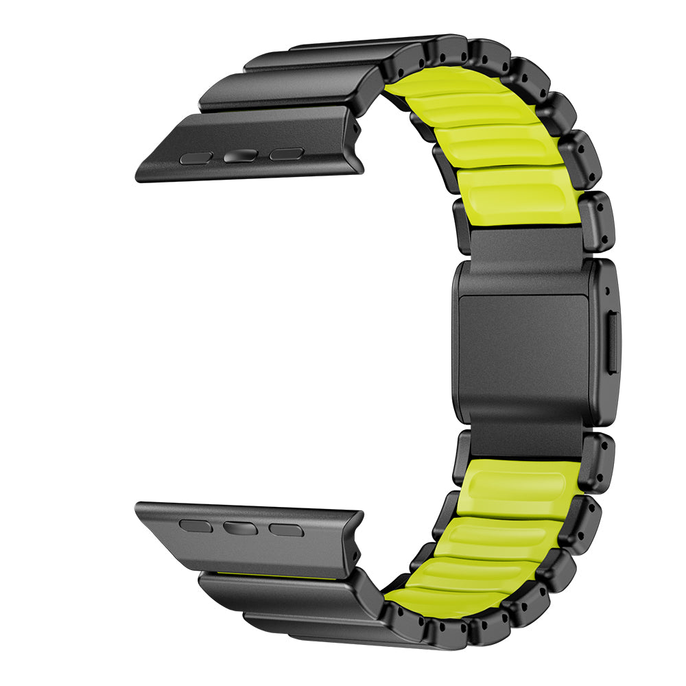 Apple Watch 44mm Zore KRD-152 Titanyum Silikon Kordon Siyah-Turuncu