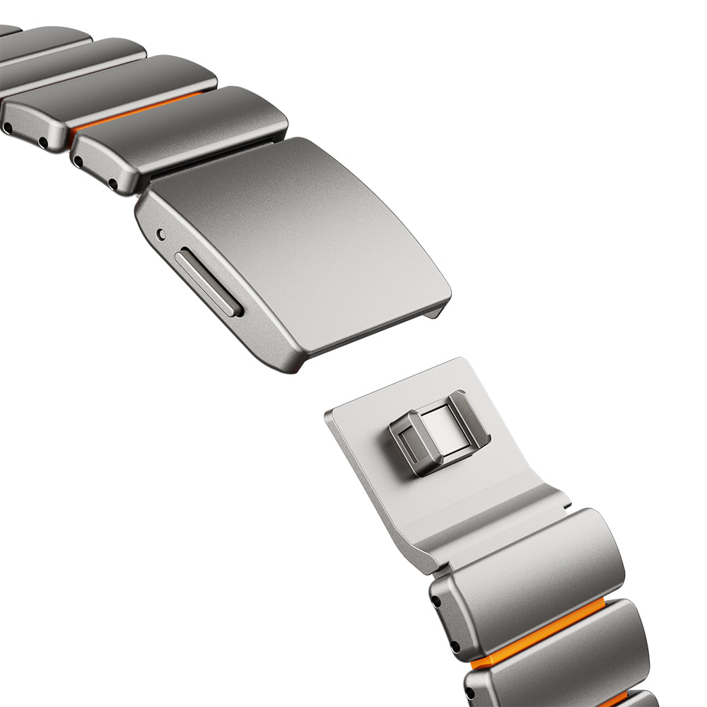 Apple Watch 44mm Zore KRD-152 Titanyum Silikon Kordon Siyah-Turuncu