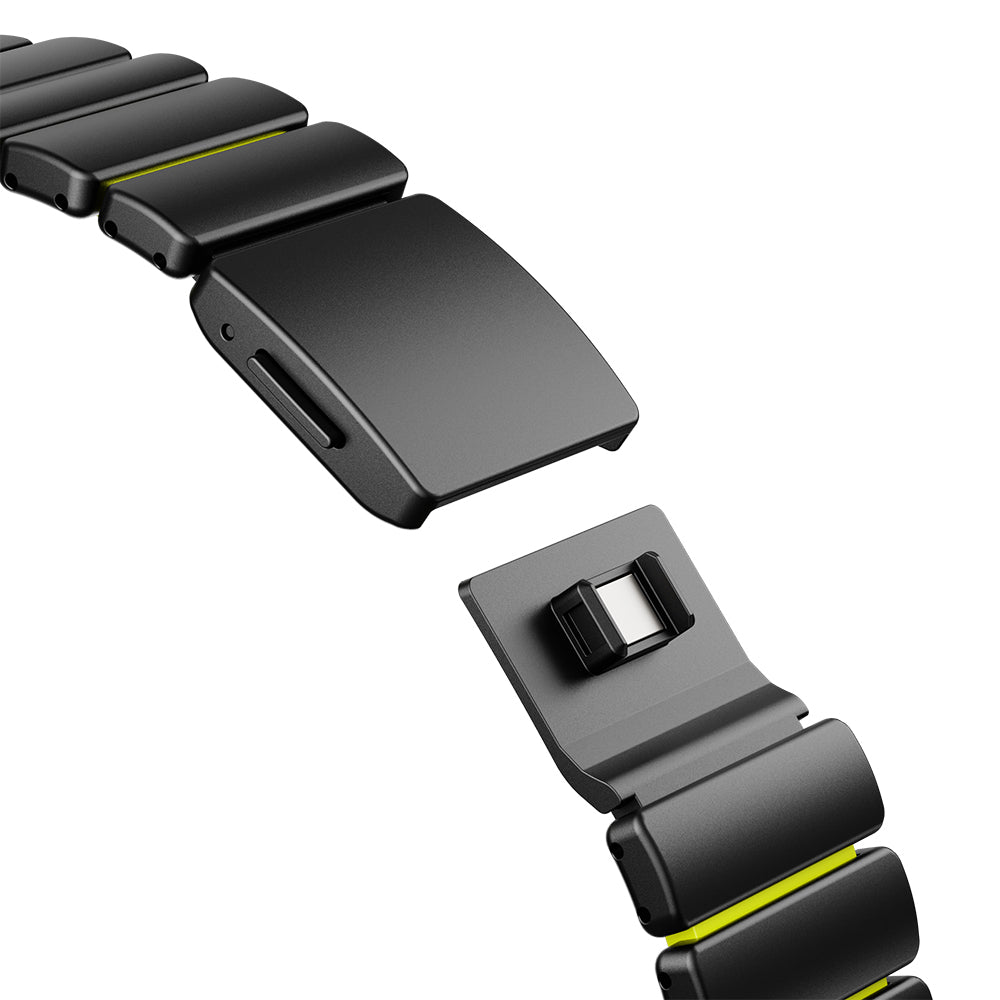 Apple Watch 44mm Zore KRD-152 Titanyum Silikon Kordon Siyah-Turuncu