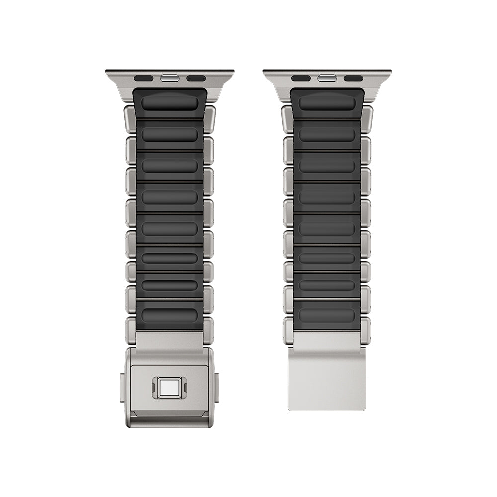 Apple Watch 44mm Zore KRD-152 Titanyum Silikon Kordon Gri-Yeşil