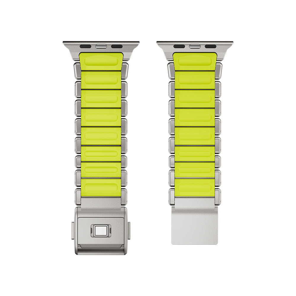 Apple Watch 44mm Zore KRD-152 Titanyum Silikon Kordon Gri-Turuncu
