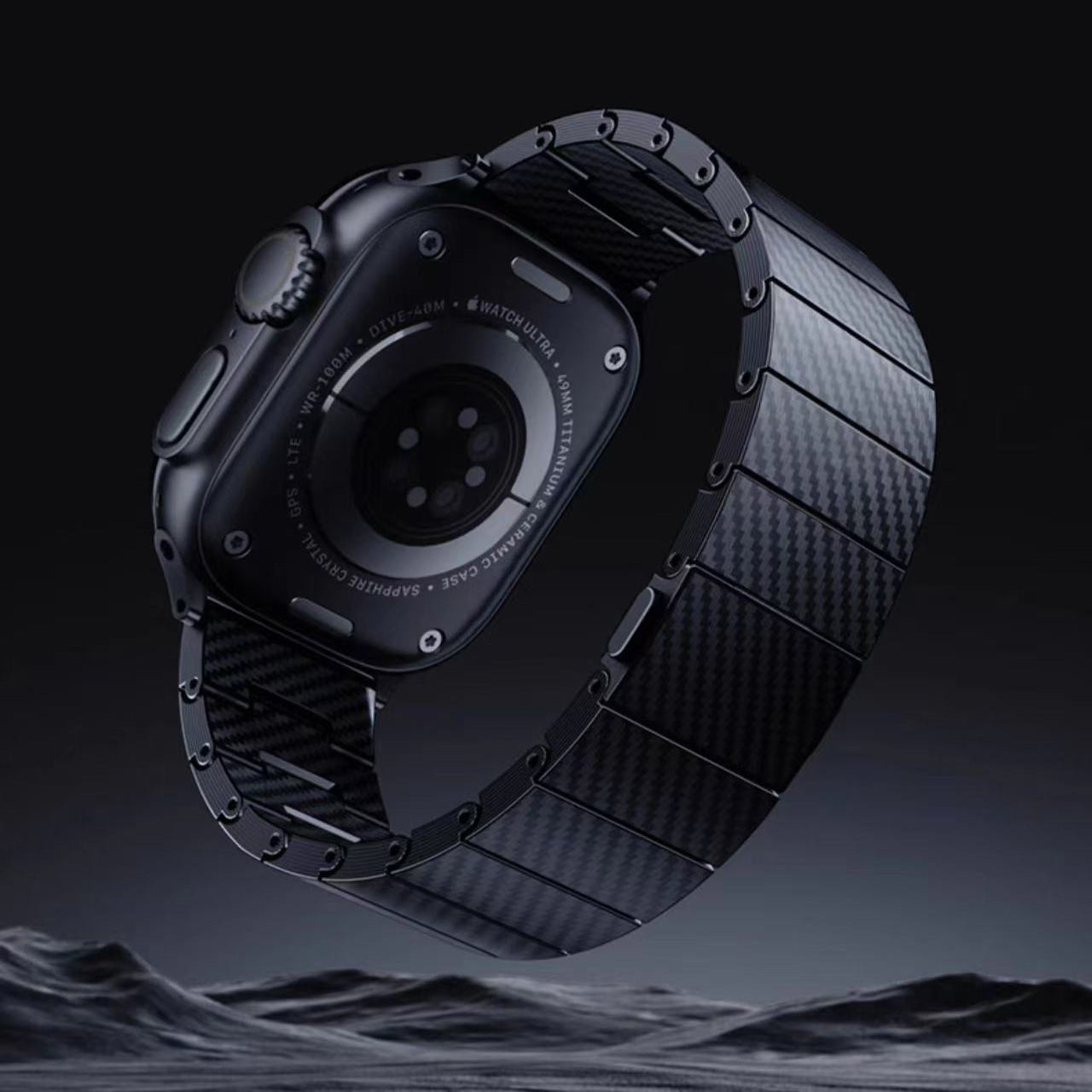 Apple Watch 44mm Zore KRD-90 600D Karbon Fiber Kordon Siyah