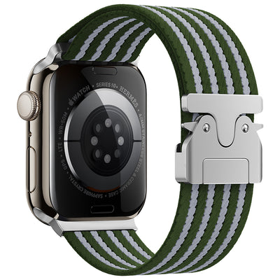 Apple Watch 45mm Zore KRD-133 Naylon Kumaş Hasır Örgülü Kordon Yeşil