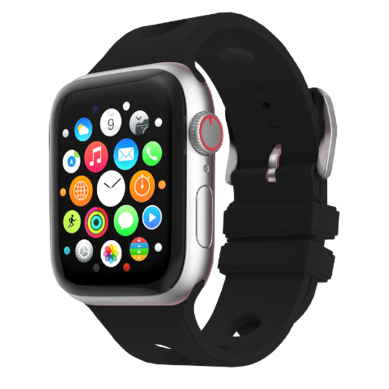 Apple Watch 7 41mm Delikli Tasarım Zore KRD-147 Silikon Kordon Gri