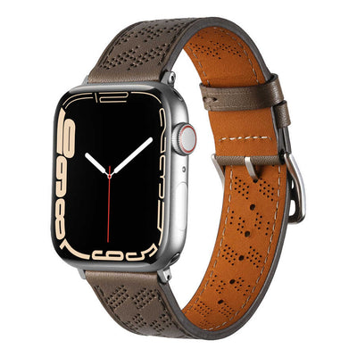 Apple Watch 7 41mm KRD-76 PU Deri Kordon Strap Kayış Gri