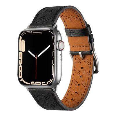 Apple Watch 7 41mm KRD-76 PU Deri Kordon Strap Kayış Siyah