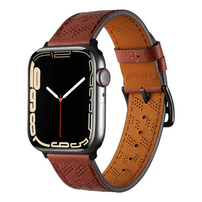 Apple Watch 7 41mm KRD-76 PU Deri Kordon Strap Kayış Mürdüm