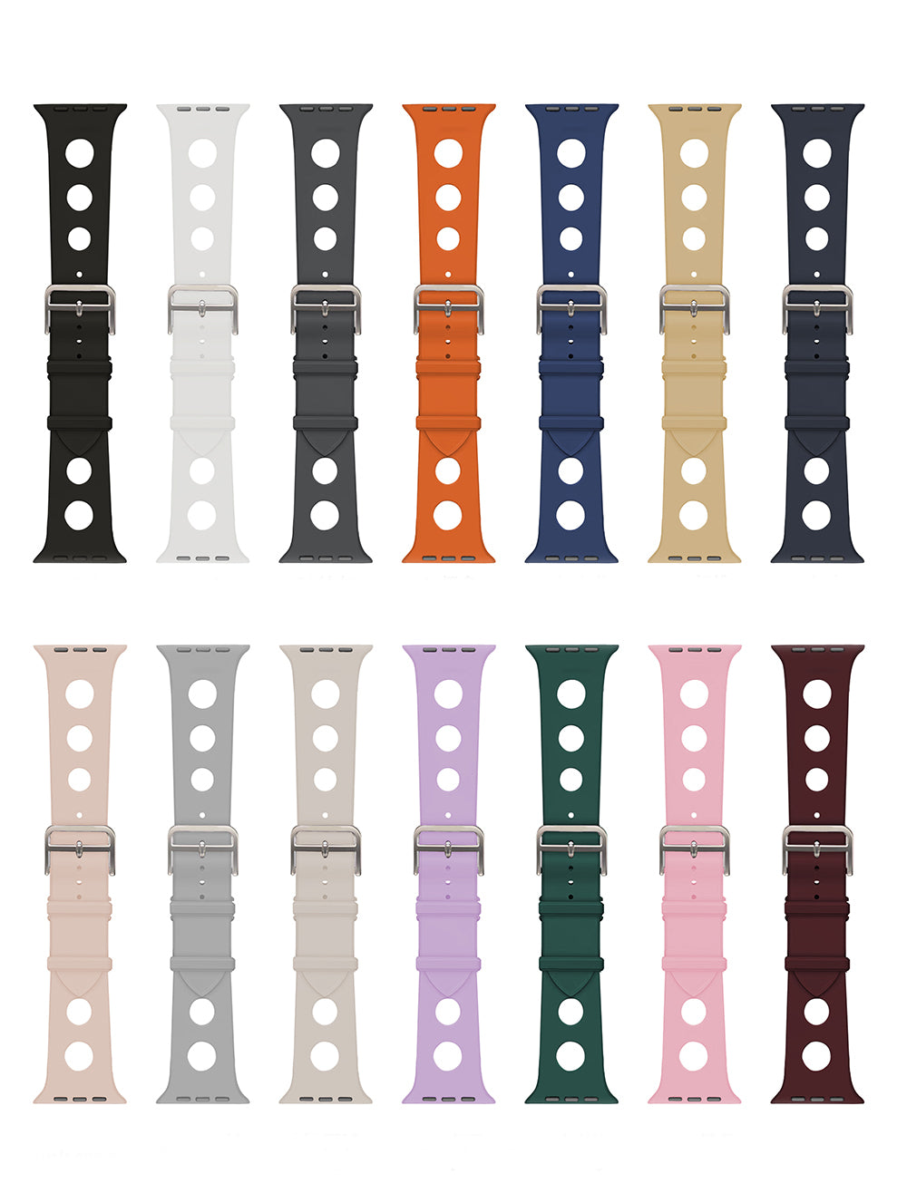 Apple Watch 7 45mm Delikli Tasarım Zore KRD-147 Silikon Kordon Gri