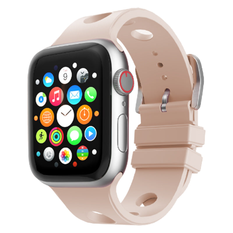 Apple Watch 7 45mm Delikli Tasarım Zore KRD-147 Silikon Kordon Gri