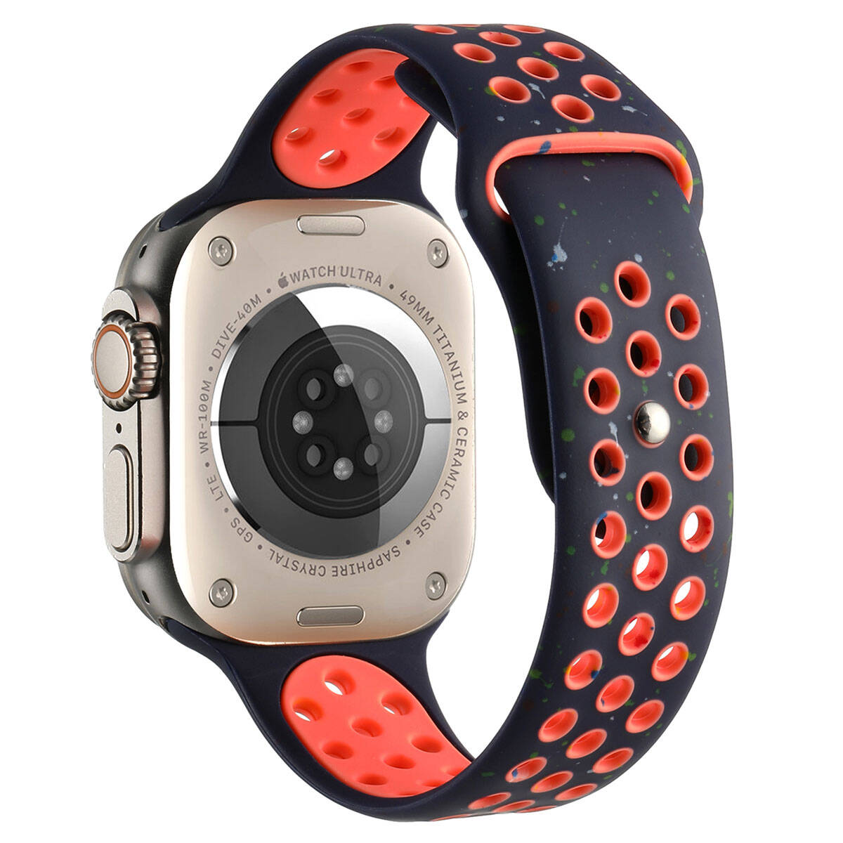 Apple Watch 7 45mm Kordon Yeni Seri 2023 KRD-02 Silikon Strap Kayış Turuncu