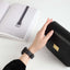 Apple Watch 7 45mm KRD-53 Deri Kordon Siyah-Gold