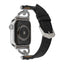 Apple Watch 7 45mm KRD-53 Deri Kordon Siyah-Gümüş