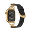 Apple Watch 7 45mm KRD-53 Deri Kordon Siyah-Gümüş
