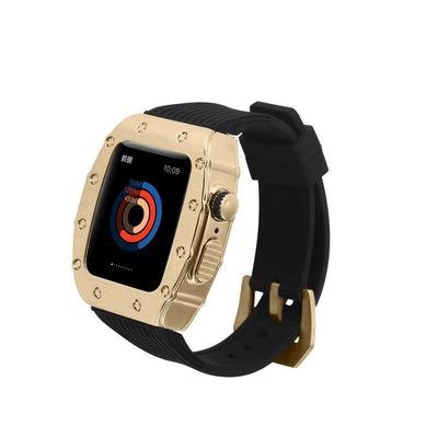 Apple Watch 7 45mm KRD-65 Kordon Siyah-Gold