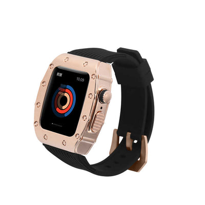 Apple Watch 7 45mm KRD-65 Kordon Siyah-Rose Gold