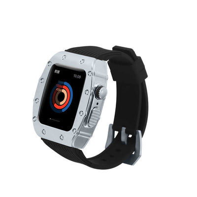 Apple Watch 7 45mm KRD-65 Kordon Siyah-Gümüş