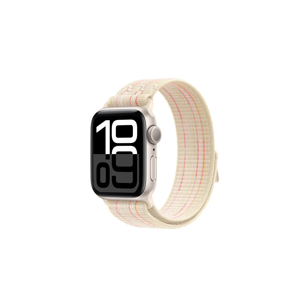 Apple Watch 7 45mm KRD-91 Hasır Kordon Strap Kayış Starlight-Pembe