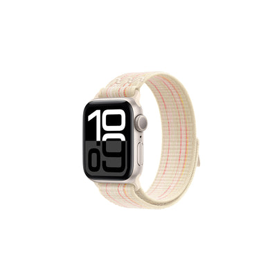 Apple Watch 7 45mm KRD-91 Hasır Kordon Strap Kayış Starlight-Pembe