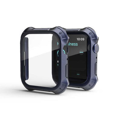 Apple Watch 7 45mm Tank Zırh Kasa ve Ekran Koruyucu Zore Watch Gard 10 Lacivert