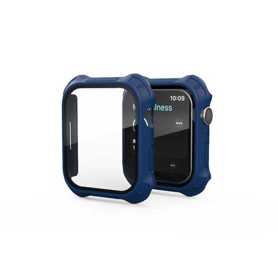 Apple Watch 7 45mm Tank Zırh Kasa ve Mat Görünümlü Ekran Koruyucu Zore Watch Gard 11 Lacivert