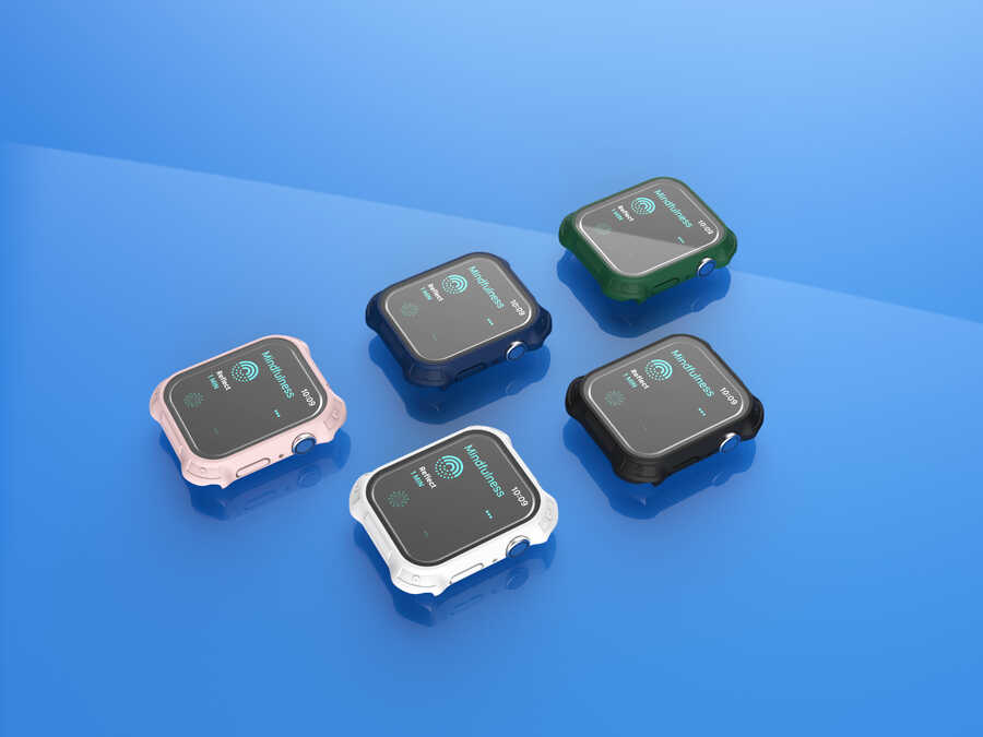 Apple Watch 7 45mm Tank Zırh Kasa ve Mat Görünümlü Ekran Koruyucu Zore Watch Gard 11 Pembe