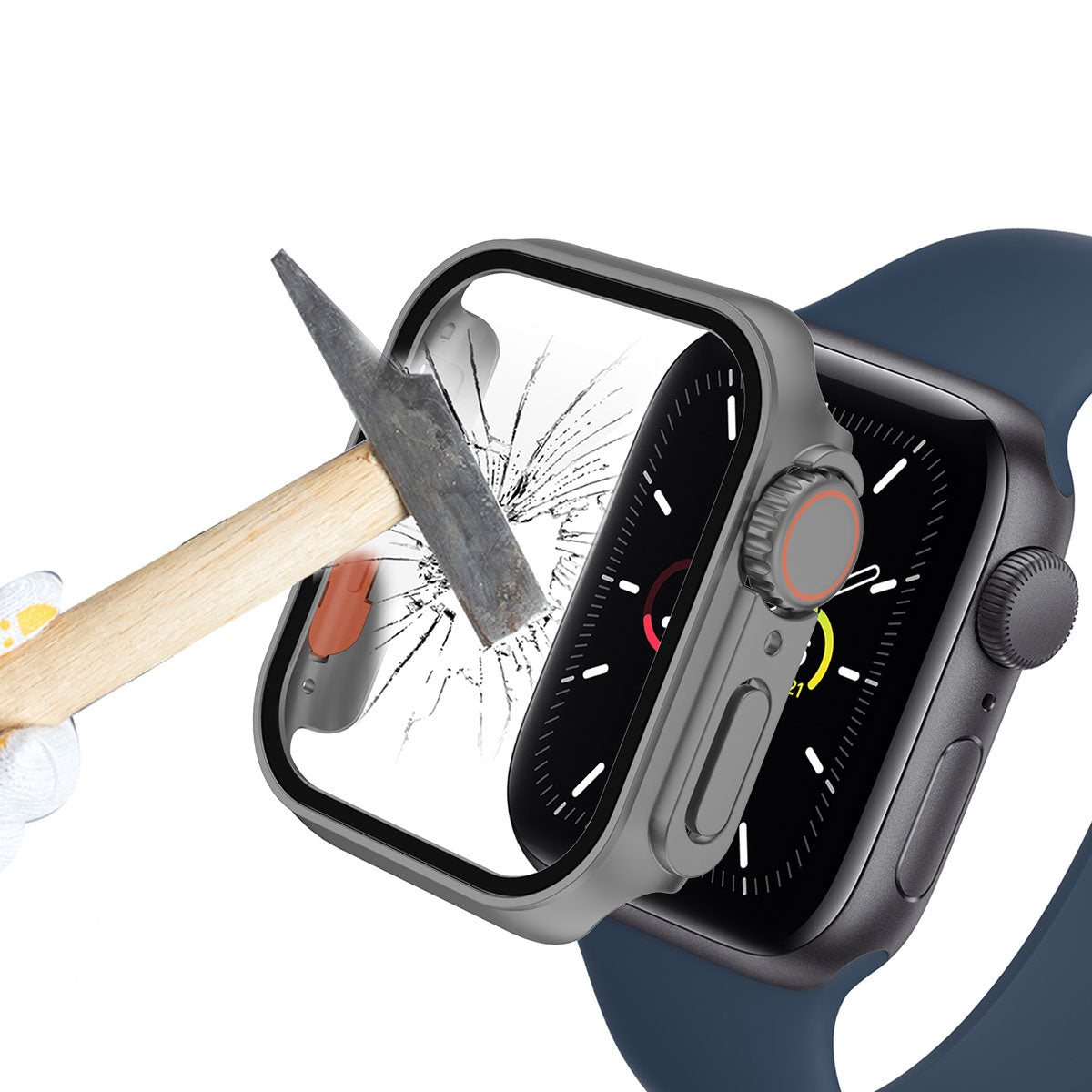 Apple Watch 7-8 45mm - Watch Ultra 49mm Kasa Dönüştürücü ve Ekran Koruyucu Zore Watch Gard 26 Gri