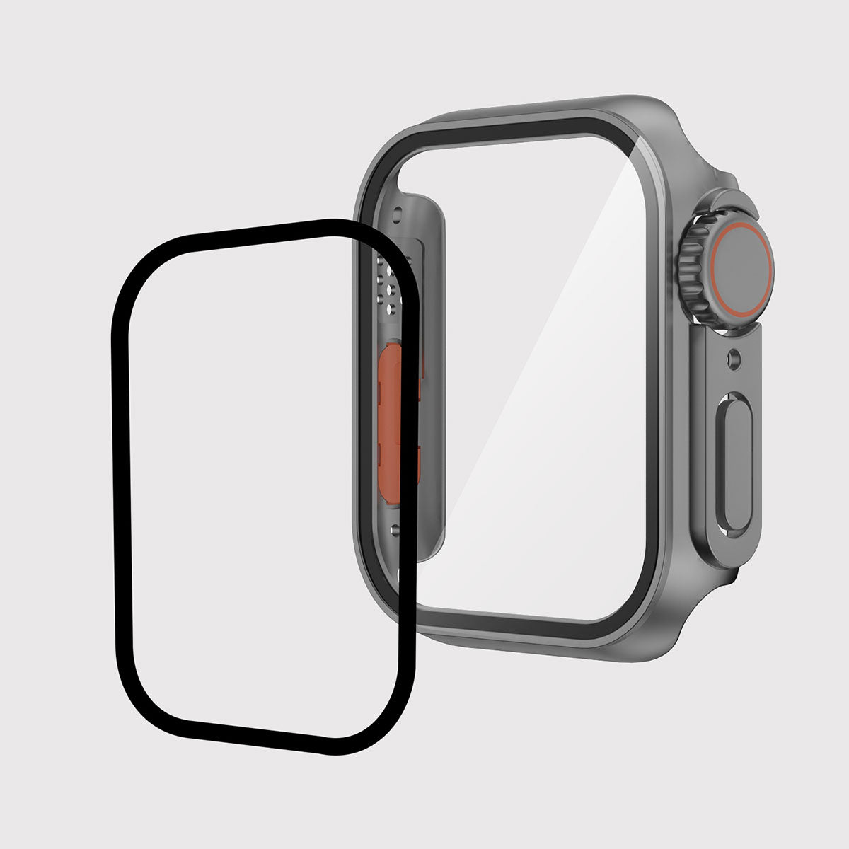 Apple Watch 7-8 45mm - Watch Ultra 49mm Kasa Dönüştürücü ve Ekran Koruyucu Zore Watch Gard 26 Gümüş