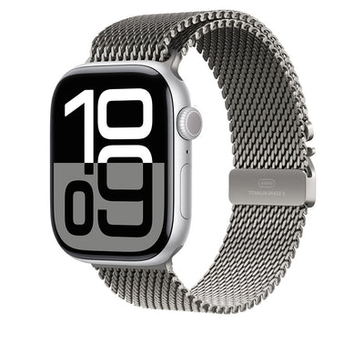 Apple Watch 7 45mm Zore KRD-100 Titanyum Hasır Kordon Titanyum-Gümüş