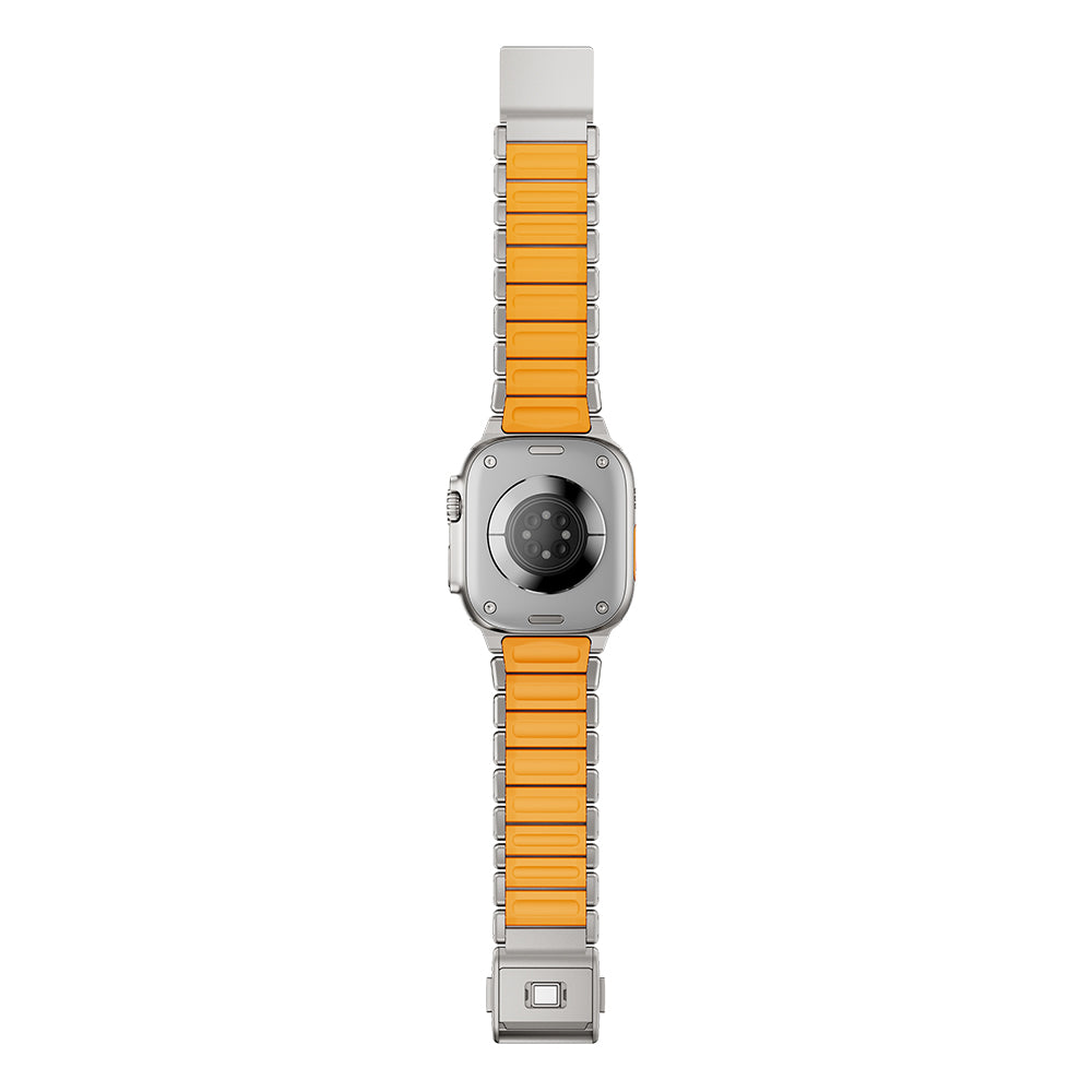 Apple Watch 7 45mm Zore KRD-152 Titanyum Silikon Kordon Gri-Yeşil