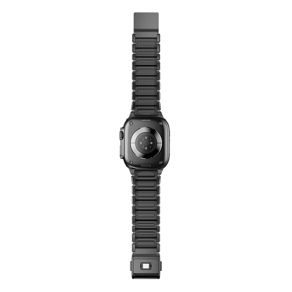 Apple Watch 7 45mm Zore KRD-152 Titanyum Silikon Kordon Siyah-Yeşil
