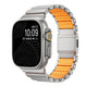 Apple Watch 7 45mm Zore KRD-152 Titanyum Silikon Kordon Gri-Turuncu