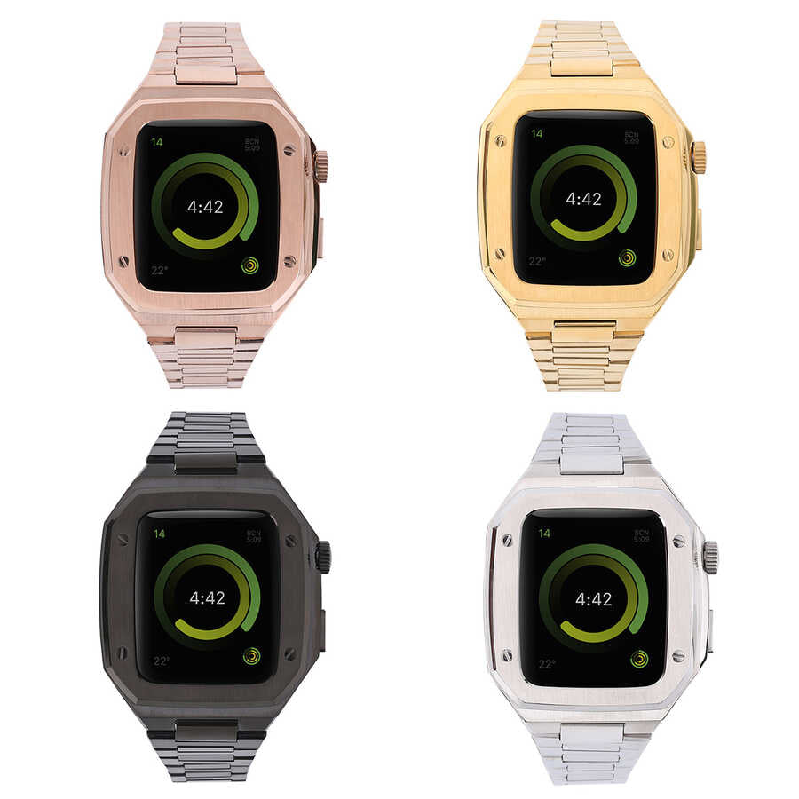 Apple Watch 7 45mm Zore KRD-64 Metal Kordon Siyah