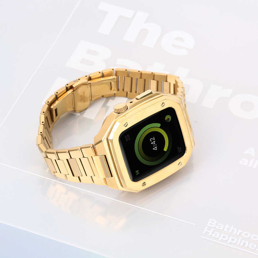 Apple Watch 7 45mm Zore KRD-64 Metal Kordon Siyah